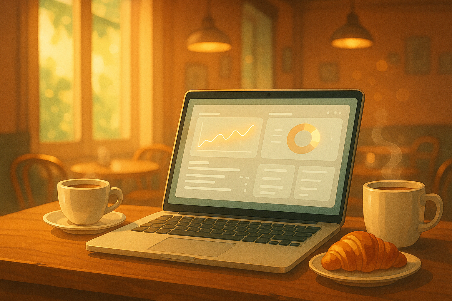 CafePulse dashboard in a warm cafe setting
